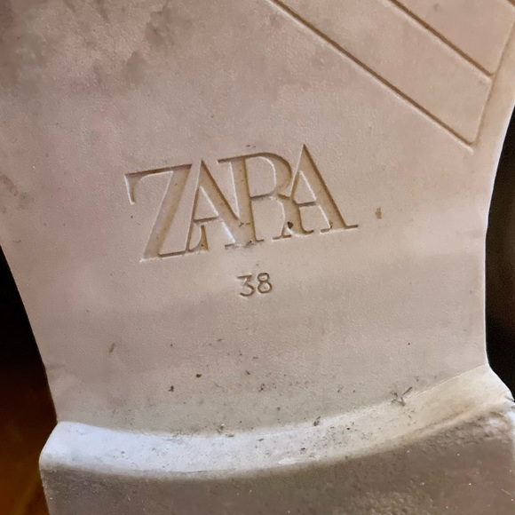 ZARA Tall Boots Rubberized White Cream Sz 7 - Picture 5 of 6